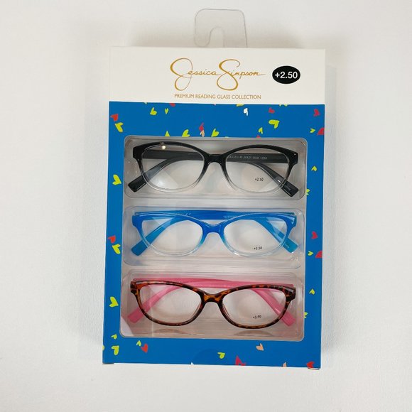 Jessica Simpson +2.50 Reading Glasses Tortoise Blue Black - Picture 1 of 3
